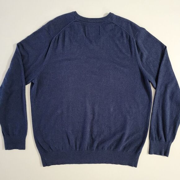 Eddie Bauer Cotton/Cashmere Men's V-neck Navy Sweater - Picture 9 of 11